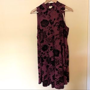 Philosophy Red Purple Velvet Floral Shift Dress